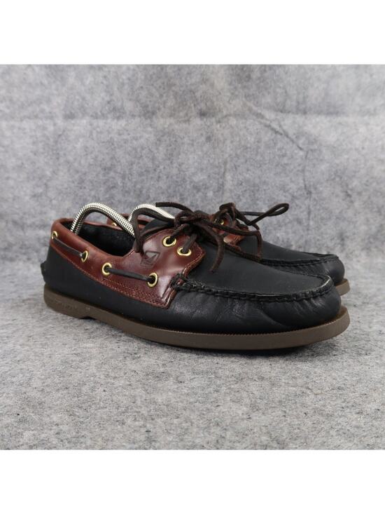 Sperry Boat Shoe Mens 8 Moc Loafer 2 Eye Leather Black Brown Classic Preppy Wide main image 9